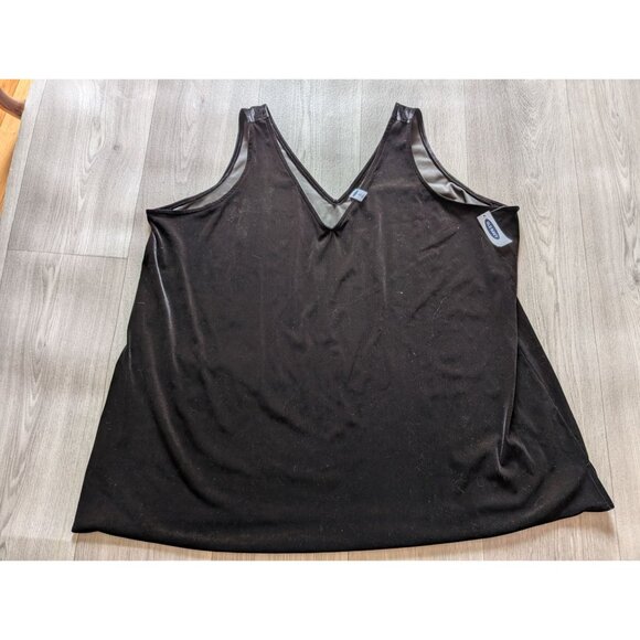 Old Navy Black Velvet Plus Size 3X Sleeveless V-Neck Tank Top NWT - Picture 3 of 8